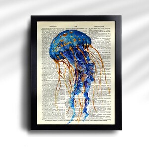 Juego de 6 láminas de vida marina, arte de pared de vida marina, juego de regalo de calamares, decoración de pared de baño de pulpos, póster de vida marina, póster náutico de caballito de mar 810 imagen 4