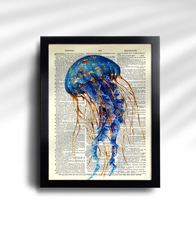 Juego de 6 láminas de vida marina, arte de pared de vida marina, juego de regalo de calamares, decoración de pared de baño de pulpos, póster de vida marina, póster náutico de caballito de mar 810 imagen 4