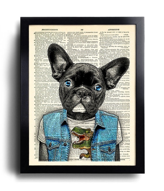 French Bulldog Print Hipster Dog Art Bulldog pillow | Etsy