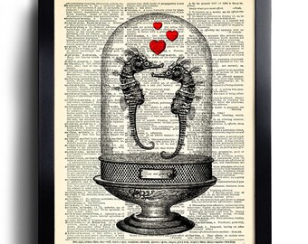 Sea Horse Love Dictionary Art Print Bathroom Wall Decor Love Art Print Poster Bedroom Decor Gift for Couple Art Print Gift Idea Couple 494