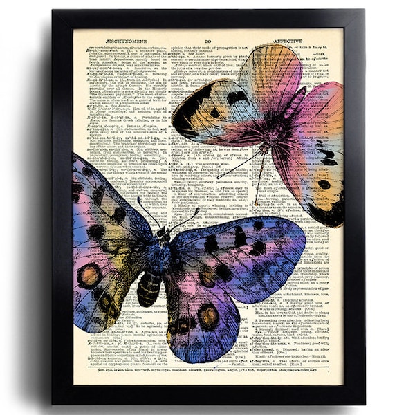 Papillons Papillon Art Imprimer vintage Livre Imprimer Upcycled vintage Dictionnaire Page Collage Recyclé Livre Upcycled Dictionnaire 404