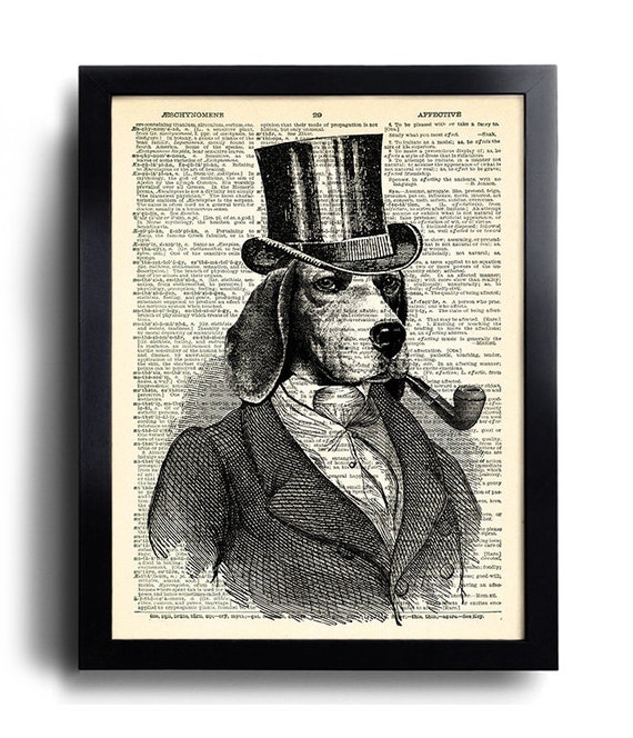 Airedale Terrier Druck Vintage Wörterbuch Seite Wandkunst Bild Cool Hund Hipster