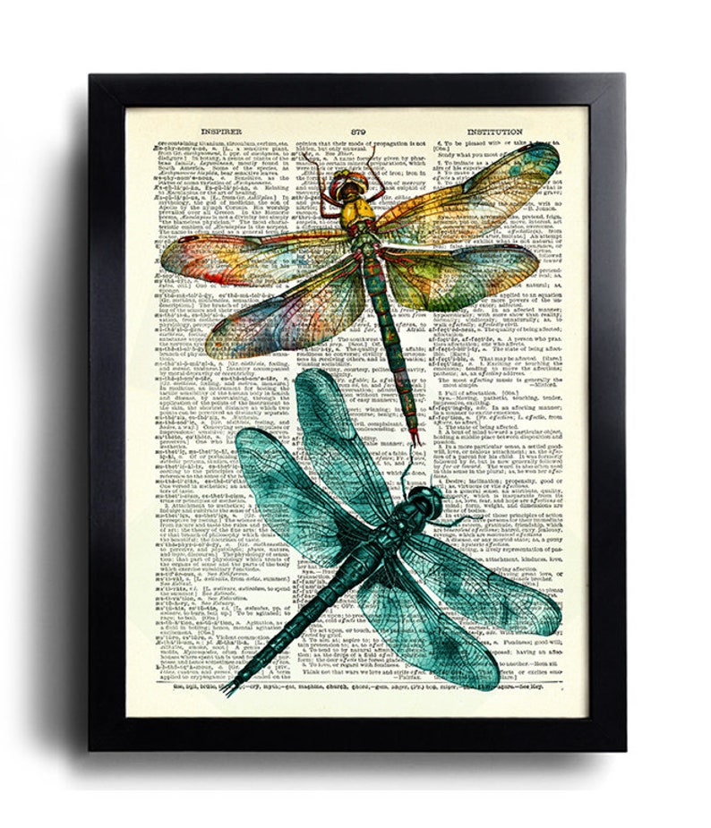 Dragonfly Print Set of 6 Dragonfly Poster Vintage Dragonfly Prints ...
