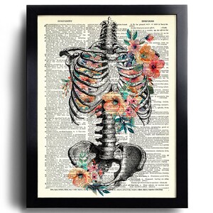 Anatomy Print Set of 6 Human Anatomy Poster Floral Medical Wall Art ...