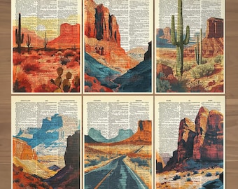 Arizona Desert Print Set of 6 Western Desert Print Arizona Desert Landscape Poster Vintage Wild West Art Desert Wall Art Cactus Decor 730