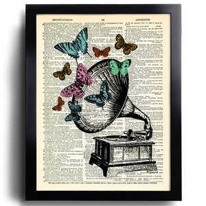 Antler Silhouette Antique Book Print Altered Book Elegant Surreal Home Decor Head full of Stars Vintage Dictionary Print