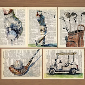 Set di 5 stampe sul golf Poster sul golf Poster sul golf Decorazione da parete vintage sul golf Arte da parete sul golf Regali sul golf per uomo Dipinto vintage sul golf Arte sul golf 748