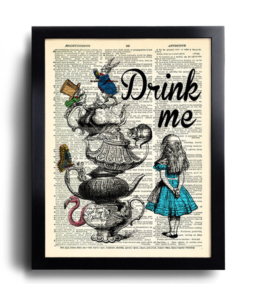 Onthewall - Stampa Artistica Vintage Alice Nel Paese Delle Meraviglie, Illustrazione Di John Tenniel, 40x30 Cm, Carta Satinata 300g, Poster Decorativo