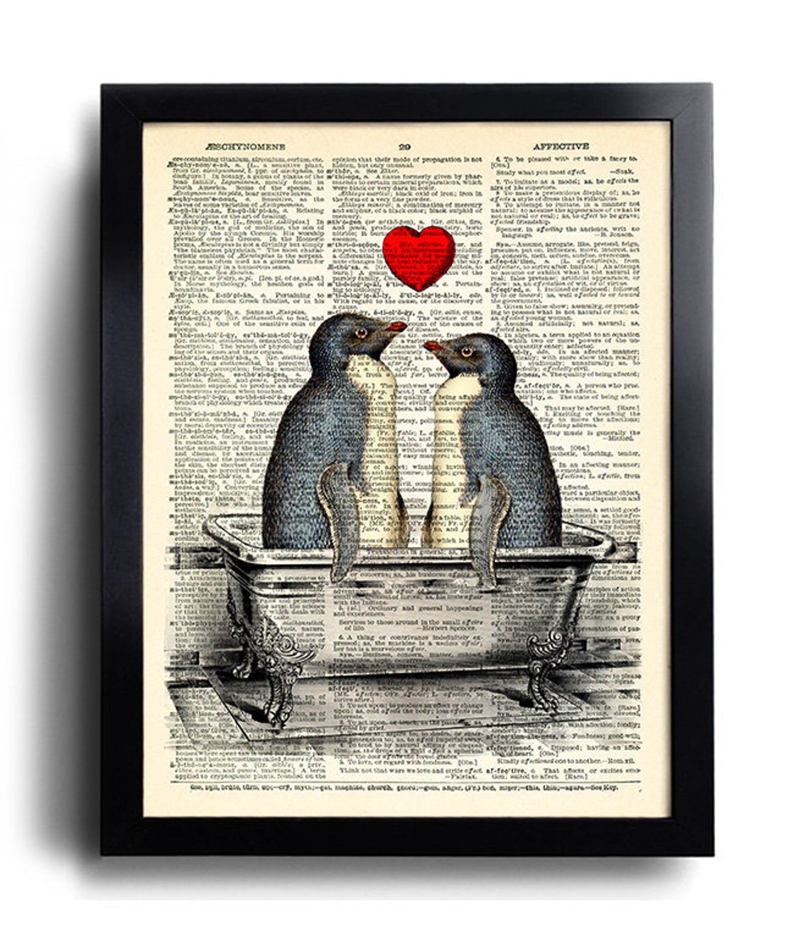 Penguin Couple Love Art Print Bathroom Wall Decor Funny Wall Etsy UK