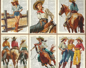 Cowgirl Print Set of 6 Cowgirl Poster Vintage Cowboy Wall Art Cowboy Decor Gift Vintage Western Print Cowboy Print Cowgirls Art Print 727
