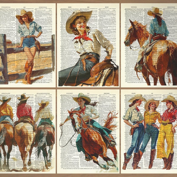 Cowgirl Print Set of 6 Cowgirl Poster Vintage Cowboy Wall Art Cowboy Decor Gift Vintage Western Print Cowboy Print Cowgirls Art Print 727