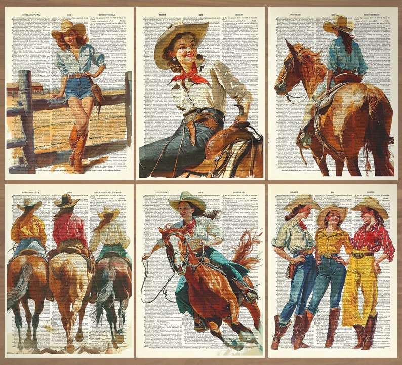 Cowgirl Print Set of 6 Cowgirl Poster Vintage Cowboy Wall Art Cowboy Decor Gift Vintage Western Print Cowboy Print Cowgirls Art Print 727