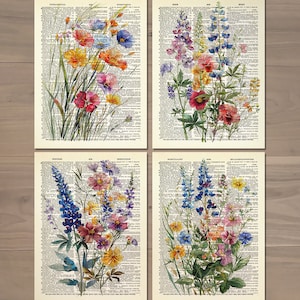 Wildflower Prints Set of 4 Wildflowers Wall Art Flower Poster Wild ...