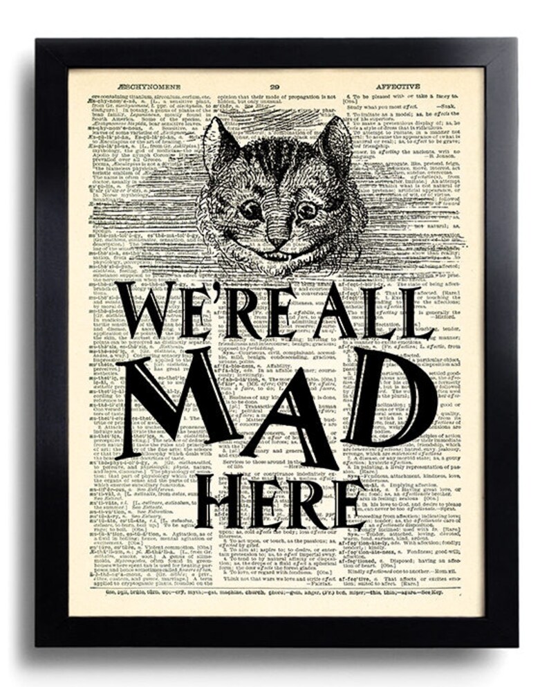 Siamo Tutti Qui Gatto Matto Alice Nel Paese Delle Meraviglie Etsy