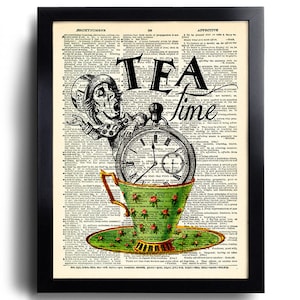 Citas de Alicia en el País de las Maravillas: La hora del té, Arte mural de Alicia en el País de las Maravillas, Lámina artística del Sombrerero Loco, Lámina de libro, Póster de Alicia, Decoración de pared 454