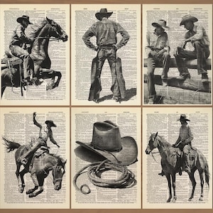Cowboy Print 6er Set Cowboy Poster Cowboy Wandkunst Cowboy Kunstdruck Geschenk Set Cowboy Poster Vintage Cowboy Print Western Wanddekor 725