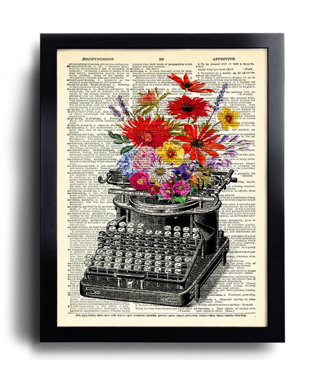 Typewriter Print Vintage Typewriter Poster Typewriter Flower Wall Decor