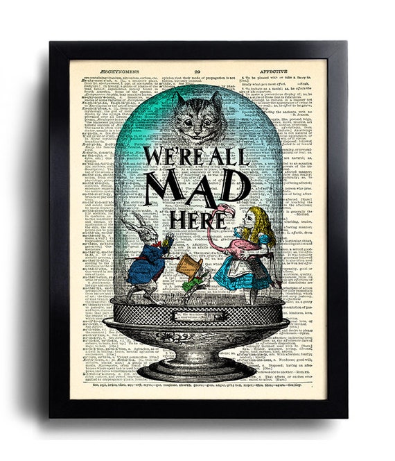 Alice In Wonderland Gift 'We're all mad here' Original Illustrations |  Greeting Card