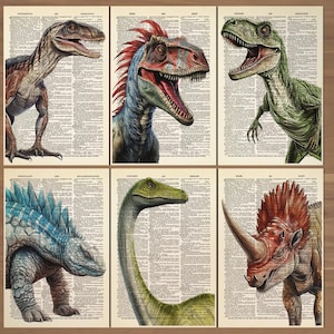 Lot de 6 impressions à imprimé dinosaure, affiche de dinosaure, décoration de dinosaure, art mural de dinosaure, impressions de dinosaure pour chambre d&#39;enfant, décoration de chambre d&#39;enfants, art mural t-rex 0798