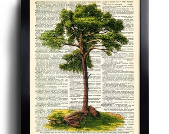 Tree Green Nature Art Print Vintage Book Print Upcycled Vintage Dictionary Page Collage Repurposed Book Upcycled Dictionary 219