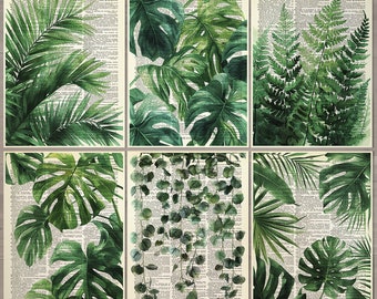 Plant Print set of 6 Plant Wall Art Tropical Leaf Prints Monstera Leaf Print Botanical Print Tropical Palm Leaf Wall Art Monstera Poster 765