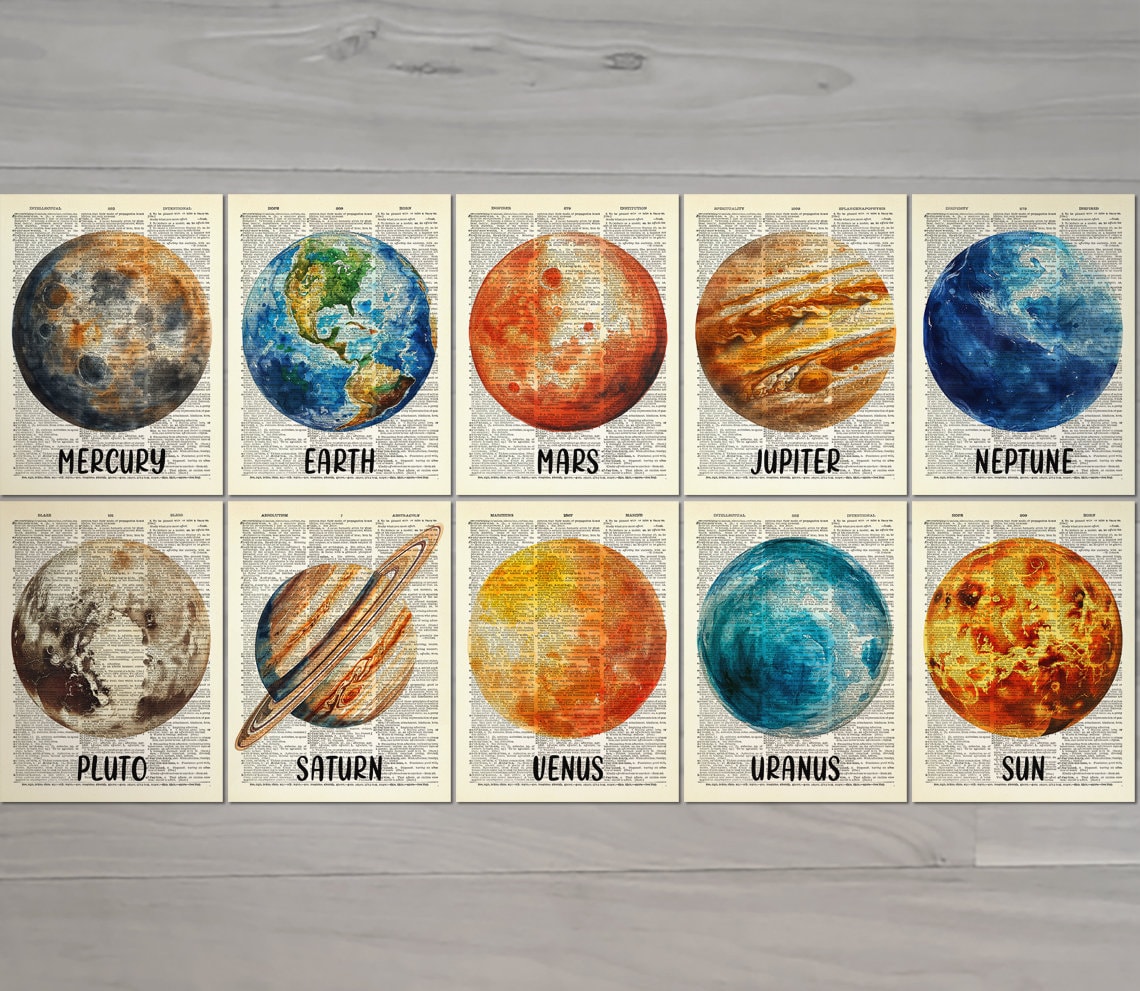 Solar System Planet Print Set of 10 Outer Space Poster Space Nursery ...