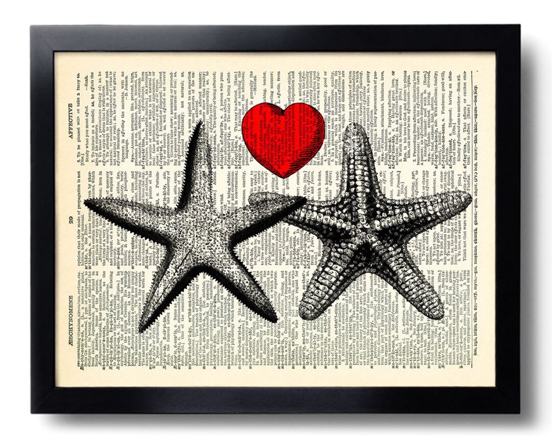 Sea Stars Love Art Print Star Fish Dictionary Art Print - Etsy