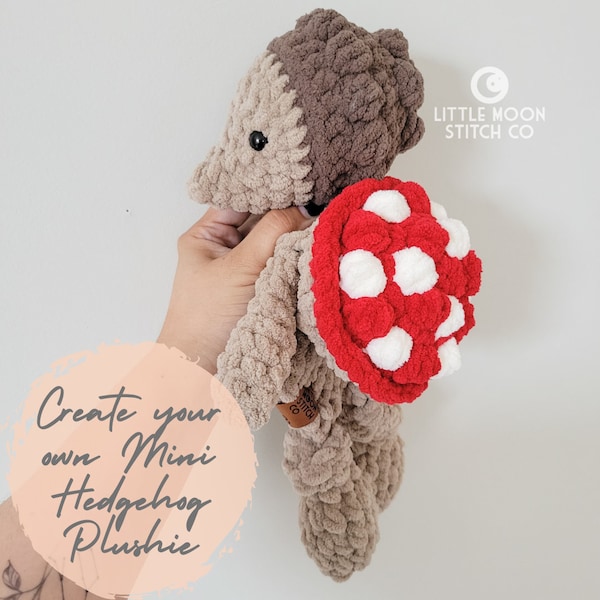 Mini Hedgehog Snuggler | Hedgie Lovey | Crochet Cottagecore Hedgehog | Mushroom Backpack (MADE TO ORDER)