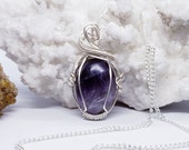 Wire Wrapped Necklace Wire Wrapped Chevron Amethyst Handmade Jewelry Healing Crystal Jewelry The Stone Fairy Jewelry Wicca Pagan Boho CA1261