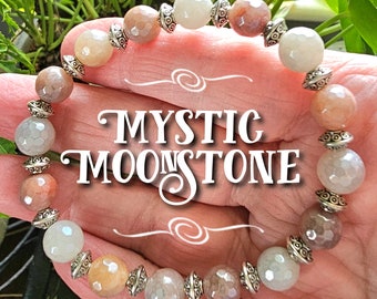 Mystic Moonstone Bracelet | Crystals for New Beginnings | Stone of Destiny | Cancer, Libra, Scorpio |