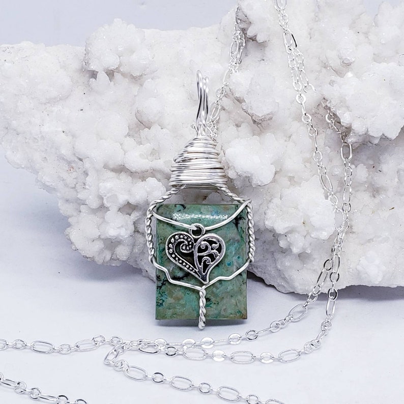 Chrysocolla Necklace Wire Wrapped Necklace Wire Wrapped Jewelry Handmade Jewelry Healing Crystals The Stone Fairy Wicca Witchy Pagan CR124