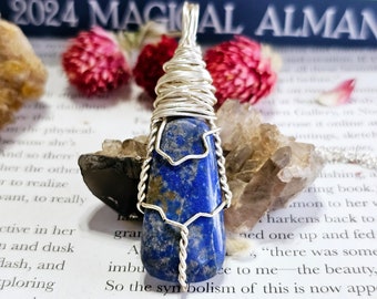 Wire Wrap Lapis Lazuli Pendant Necklace | Metaphysical Protection Necklace | Crystals for Confidence | Libra, Sagittarius | LAP62