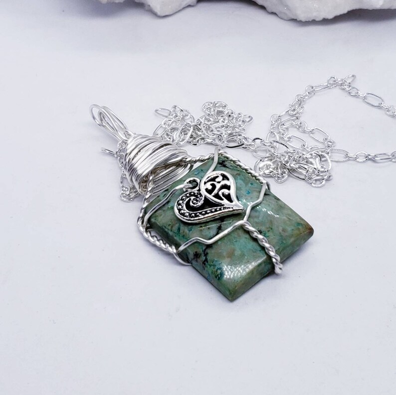 Chrysocolla Necklace Wire Wrapped Necklace Wire Wrapped Jewelry Handmade Jewelry Healing Crystals The Stone Fairy Wicca Witchy Pagan CR124