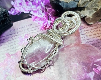 Pink Tourmaline in White Quartz Necklace | Wire Wrapped Jewelry | Crystals for Libra, Scorpio, Sagittarius | PTQ02