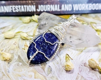 Handmade Lapis Lazuli Pendant Necklace | Wire Wrapped Crystal Jewelry | Crystals for Confidence | Libra, Sagittarius | LP122