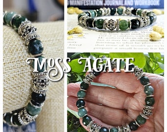 Moss Agate Intention Bracelet | Positive Energy Bracelet | Jewelry for New Beginnings | Intention Bracelets