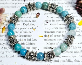 Blue Hemimorphite Intention Bracelet | Buddha Stone | Crystals for Joy Happiness & Positive Energy | Libra