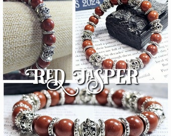 Red Jasper Intention Bracelet | Energy Protection Bracelet | Crystals for Motivation | Crystals for Courage Wisdom |