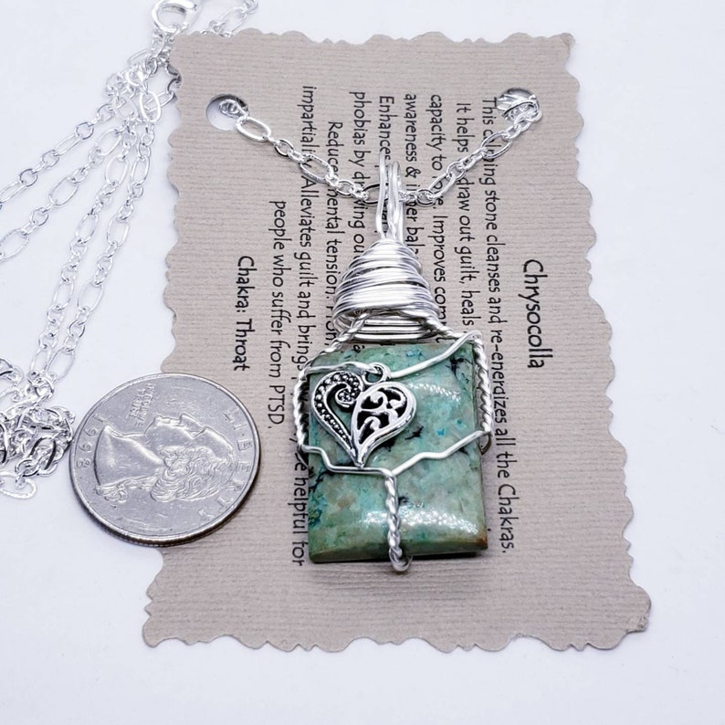 Chrysocolla Necklace Wire Wrapped Necklace Wire Wrapped Jewelry Handmade Jewelry Healing Crystals The Stone Fairy Wicca Witchy Pagan CR124