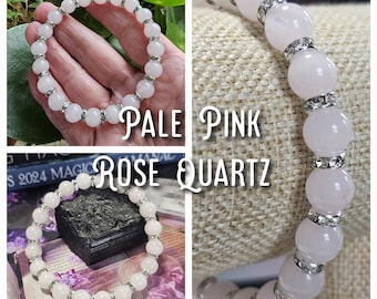 Pale Pink Rose Quartz Intention Bracelet | Universal Love | Crystal for Trust Harmony & Deep Inner Healing | Taurus Libra