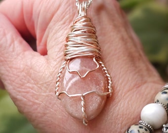Wire Wrapped Shimmery Sunstone Necklace | Crystals for Winter Blues | For Optimism & Enthusiasm | Leo Libra | SS825