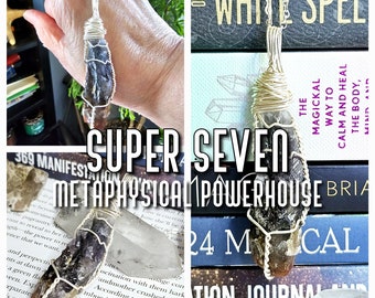 Raw Super Seven Powerhouse Healing Crystal Pendant Necklace | Powerful Talisman | Crystals for Energy Protection Personal Power | S747