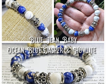 Blue Jean Baby Intention Bracelet  | Ocean Blue Imperial Jasper & Howlite | Calms the Mind Reduces Anxiety |