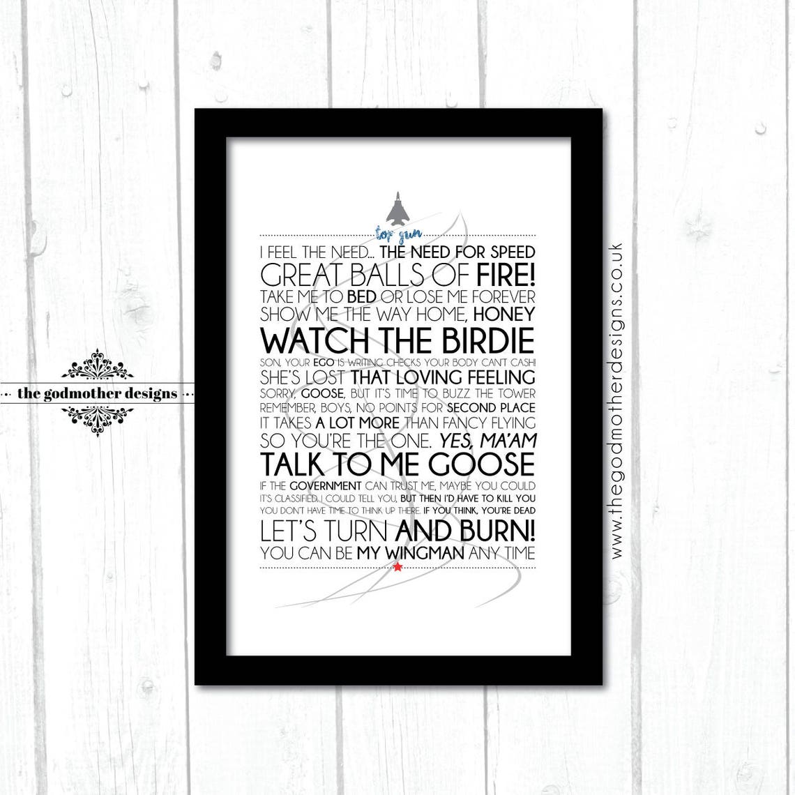 Top Gun Movie Quotes & lyrics Typography Art Print Etsy