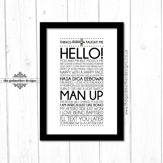 the book of mormon broadway musical quotes lyrics etsy