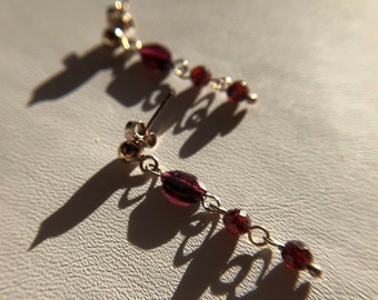 Garnet and rose gold earrings