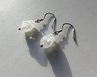 Crackled quartz drop earrings