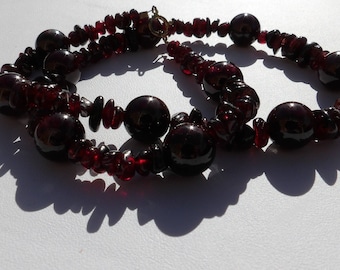 Garnet necklace with gold coated sterling silver clasp