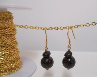 Garnet and gold coated sterling silver earrings