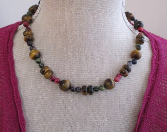 Multicoloured tigers eye necklace